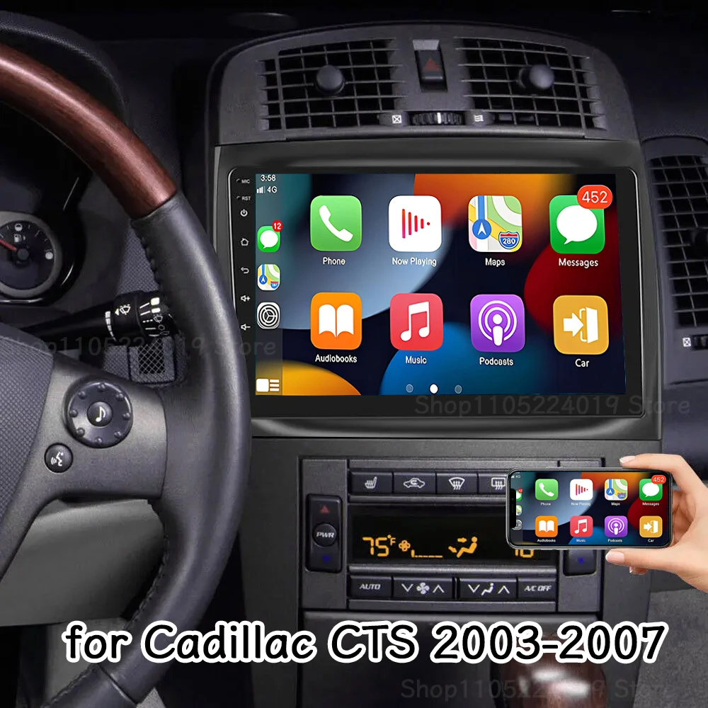 2+32G 10'' Car Stereo Radio GPS Navigation for Cadillac CTS 2003-2007 Android15 with Carplay Android Auto Bluetooth WiFi FM/RDS