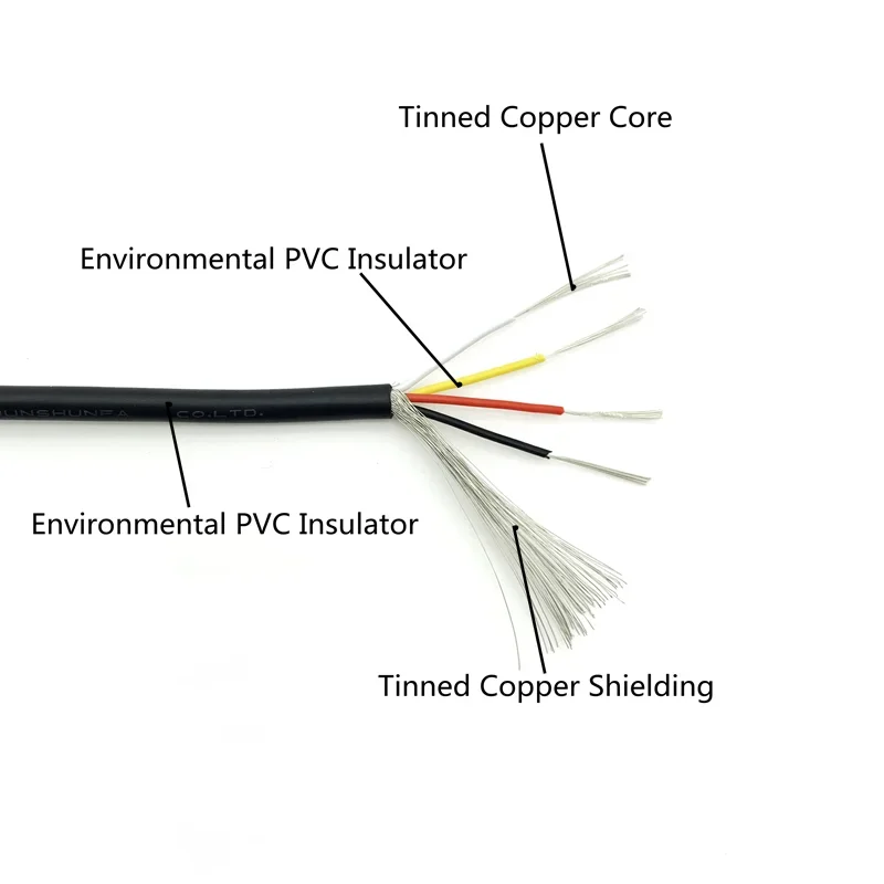 10M Shielded Wire 32AWG 30AWG 28AWG 26AWG 24AWG 22AWG Audio 2-3-4Cores Headphone Control Copper Signal Cable UL2547