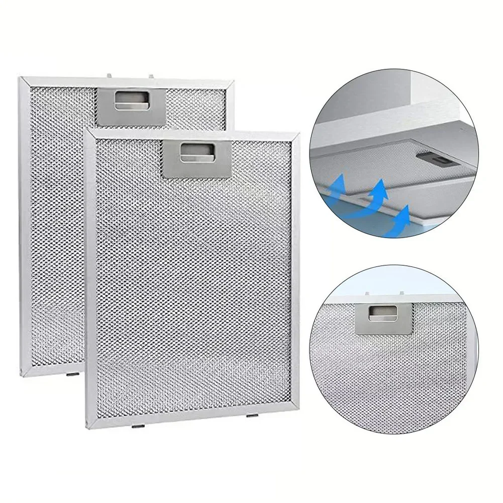 2PCS Aluminum Cooker Hood Filters Metal Mesh Extractor Vent Filter 300x240x9mm Silver Home Improvement Accessories