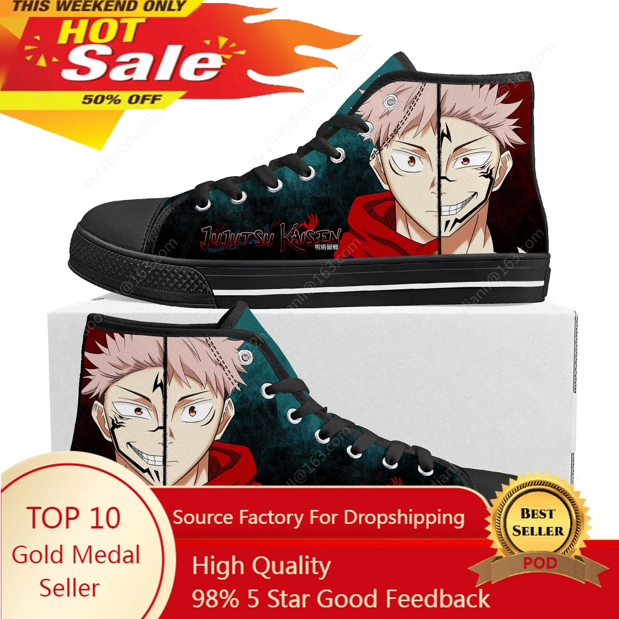 

Hot Jujutsu Kaisen Itadori Yuji Sukuna High Top Sneakers Men Women Teenager High Quality Canvas Sneaker Casual Couple Shoes Shoe