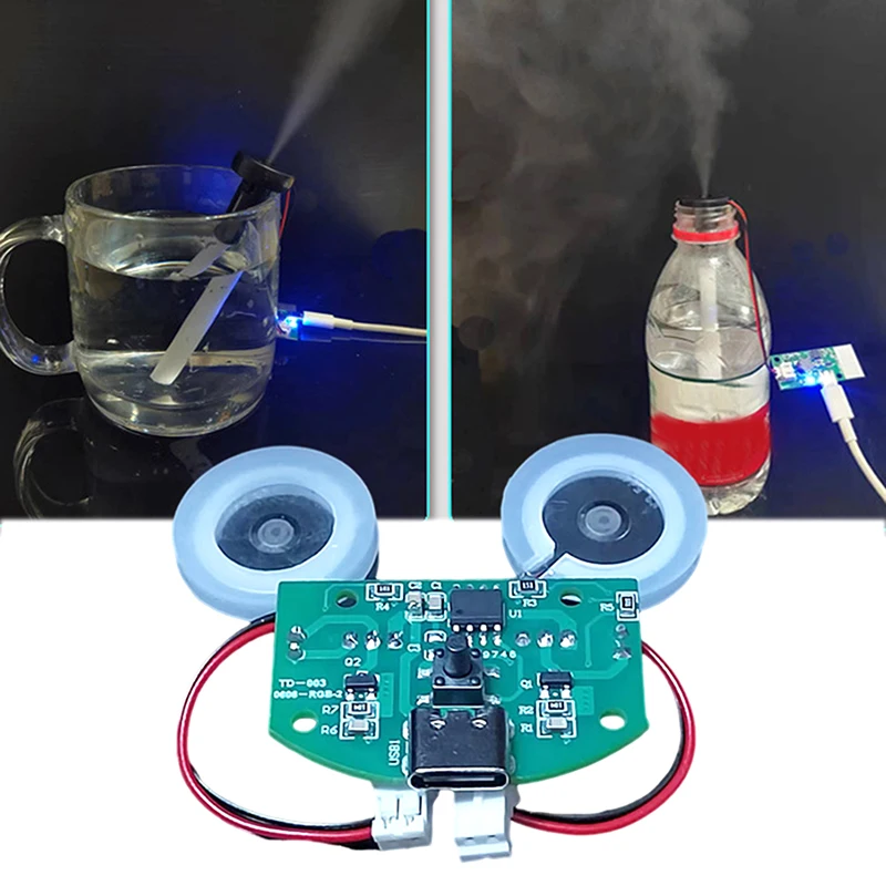 

TYPE-C USB Mini Humidifier DIY Kits Mist Maker And Driver Circuit Board Fogger Atomization Film Colorful Double Spray Board