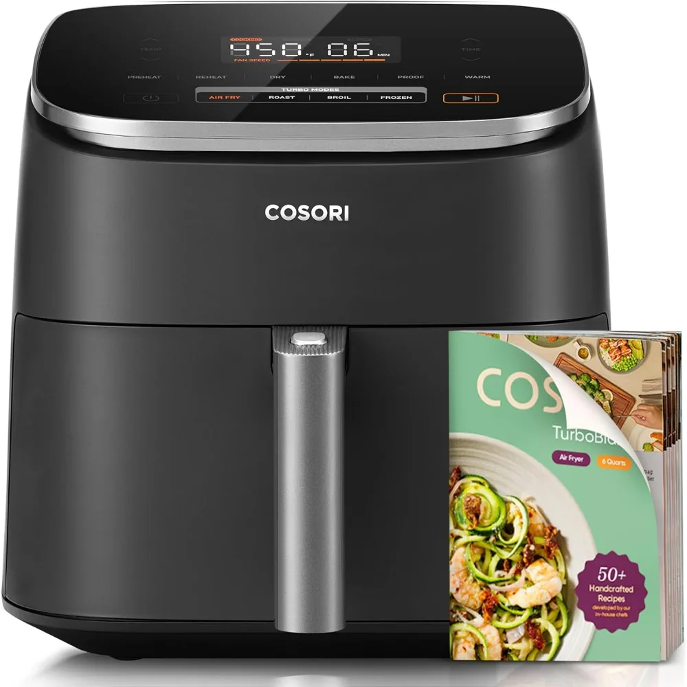 Cosori 9-in-1 TurboBlaze Air Fryer 6 Qt, Premium Ceramic Coating, 90°–450°F, Precise Heating for Even Results Air Fry Roast Bake