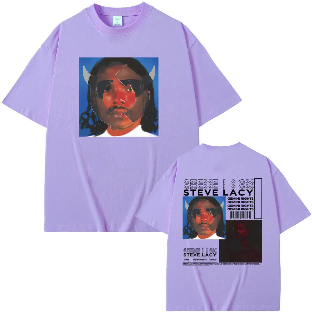تيشيرت كلاسيكي كبير الحجم للرجال ، مغني الراب Steve Lacy ، قناع جيميني ، غطاء ألبوم ، طباعة على الوجهين ، هيب هوب ، موضة ، تيشيرتات ذكور
