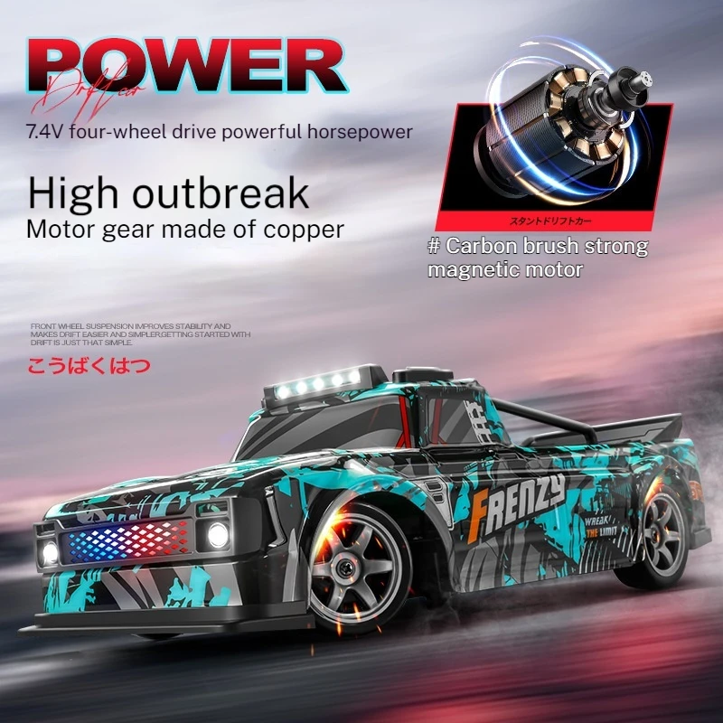 1:16 Rc Four-Wheel Drive Drift Car Racing Led Lighting Competitive Remote Control High Speed Vehicle Tire Replace Kids Toys Boys