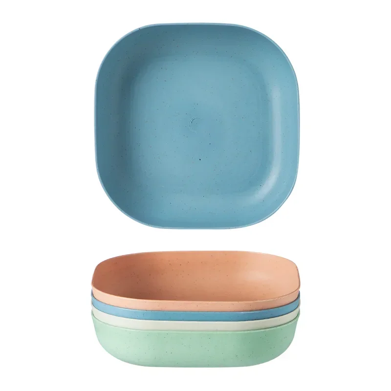 4pcs Eco-Friendly Unbreakable Dinner Plates Biodegradable Restaurant Specialty Saucer Plastic Plate Picnic Dishes