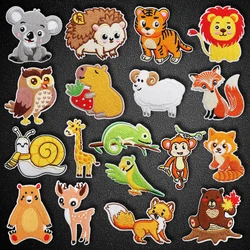 Cartoon Animal Iron On Patches Diy Foxes Koala Chameleon Embroidery Cloth Stickers Coats Backpack Hat Shoes Decoration Applique