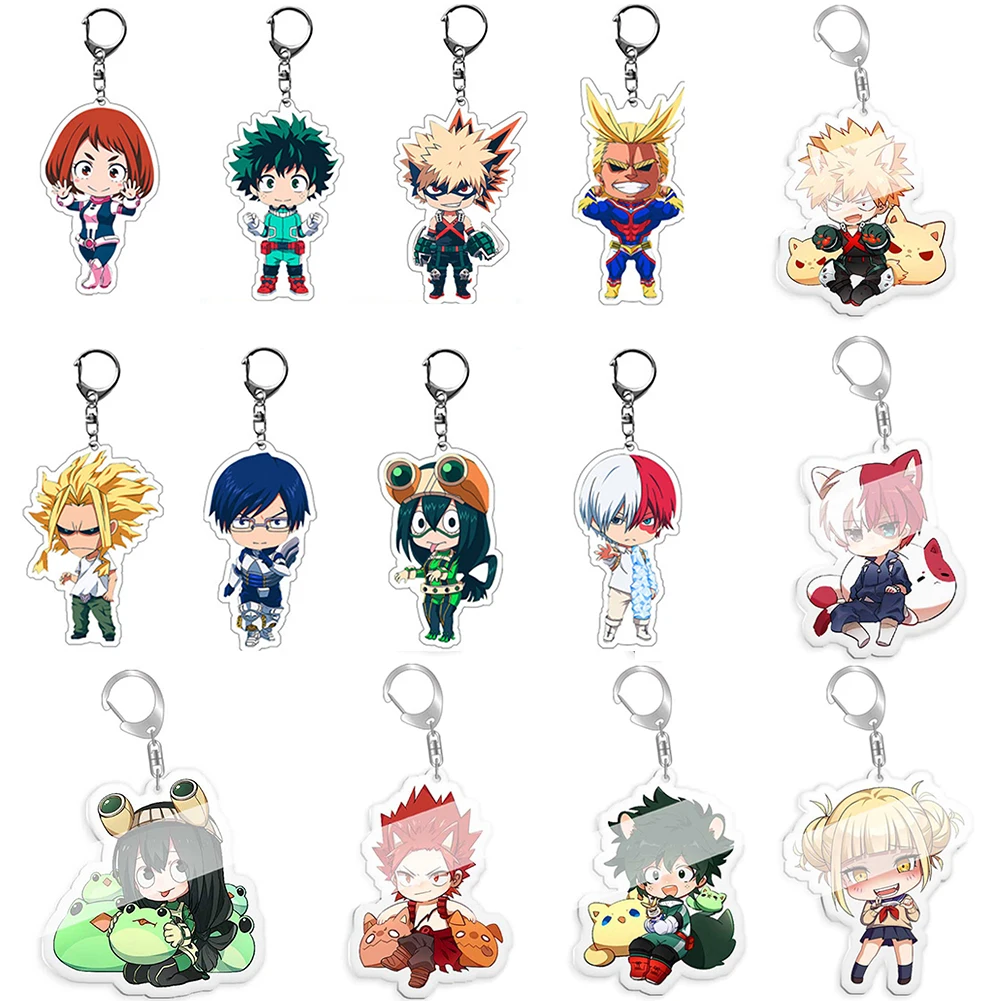 

Anime Hero MHA Midoriya Izuku All Might Asui Tsuyu Todoroki Shoto Cosplay Key Pendant Props Acrylic Keychain Keyring Fans Gifts