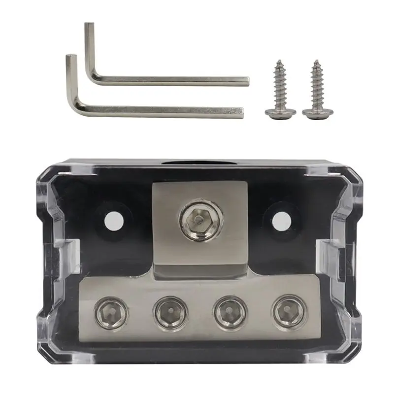 A96E-Distribution Box Ground Box One Input Four Output Distribution Box Power Cable Ground Box 1X 0GA In 4*4GA Out Audio Modific
