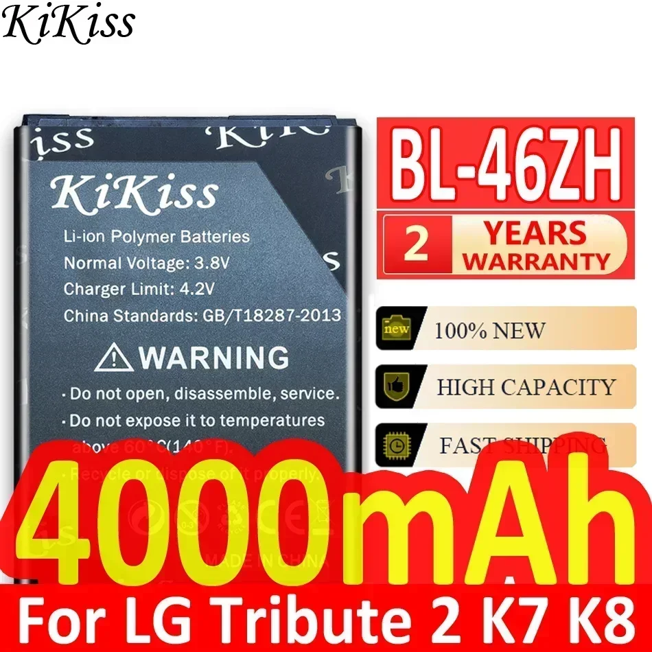 KiKiss Battery BL-46ZH For LG Leon Tribute 2 Tribute2 K7 K8 LS675 D213 H340 L33 X210 Phone