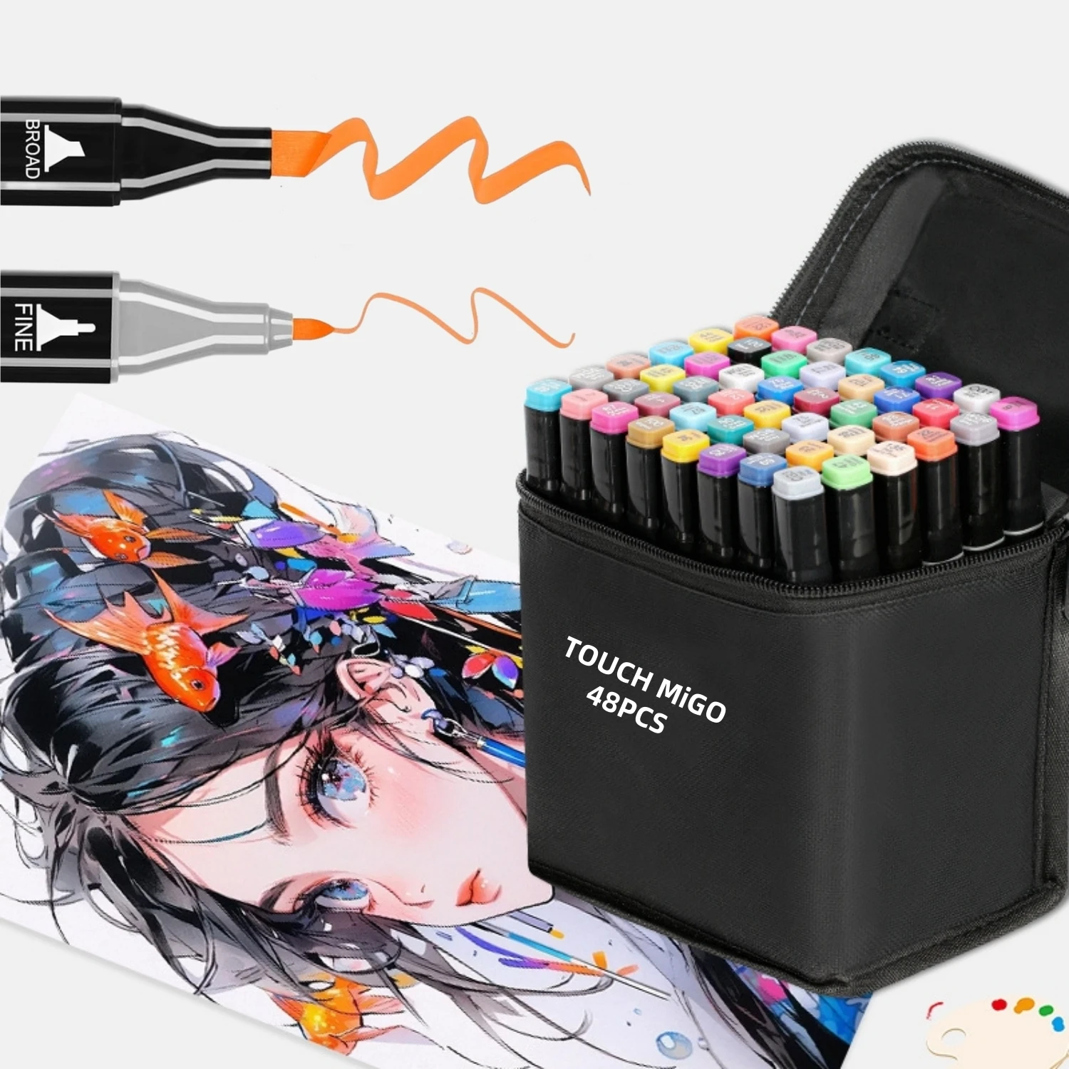 

48 Colored Markers Set Manga Brush Pen Kawaii Coloring Sketching Art Supplies School Stationery Alcohol Paint Lettering Markers