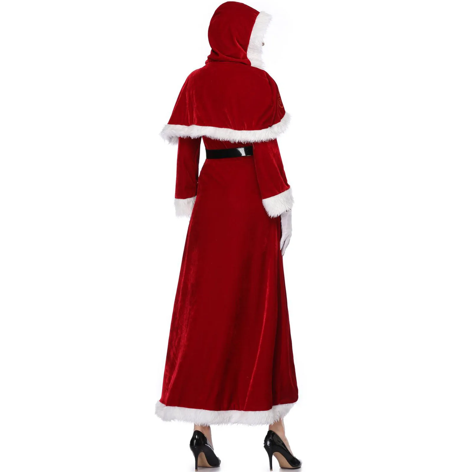 Mme Claus Costume de Noël Cosplay Robe, Chapeau de Père Noël, Châle pour Femmes, Bol, ixde Scène, Carnaval, Déguisement Vêtements