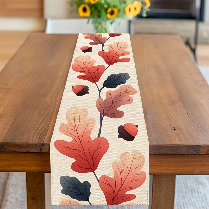 

1 Piece of Autum Table Flag, Elegant Oak Leaves and Acorns Red/Black/Beige Table Decoration, Suitable for Restaurants, Homes, Cafes, Handicraft Markets, and Soft Decoration Displays.