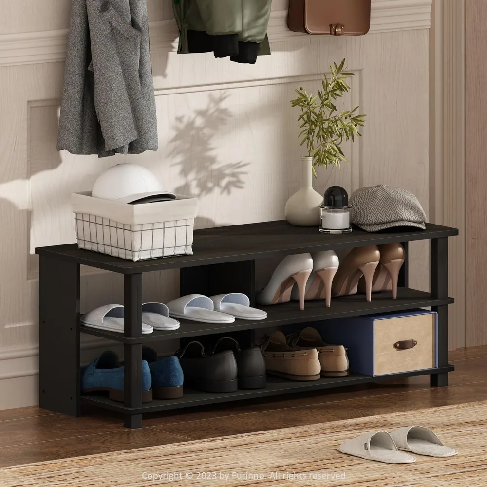 

3-Tier Compact Shoe Rack with Open Shelves, 15.5x41.1x15.8 Inches, for Closet Entryway Office Garage in Espresso Black