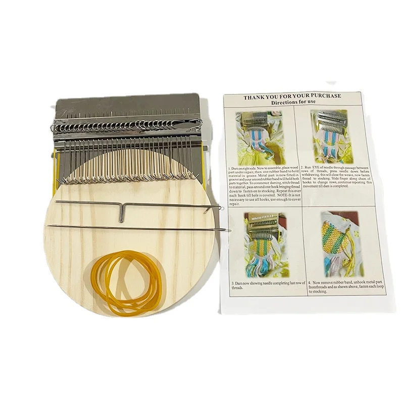 Mini Darning  Loom Machine DIY Apparel Sewing Small Loom Small Mender Loom for Darning Machine with Instructions Accessories