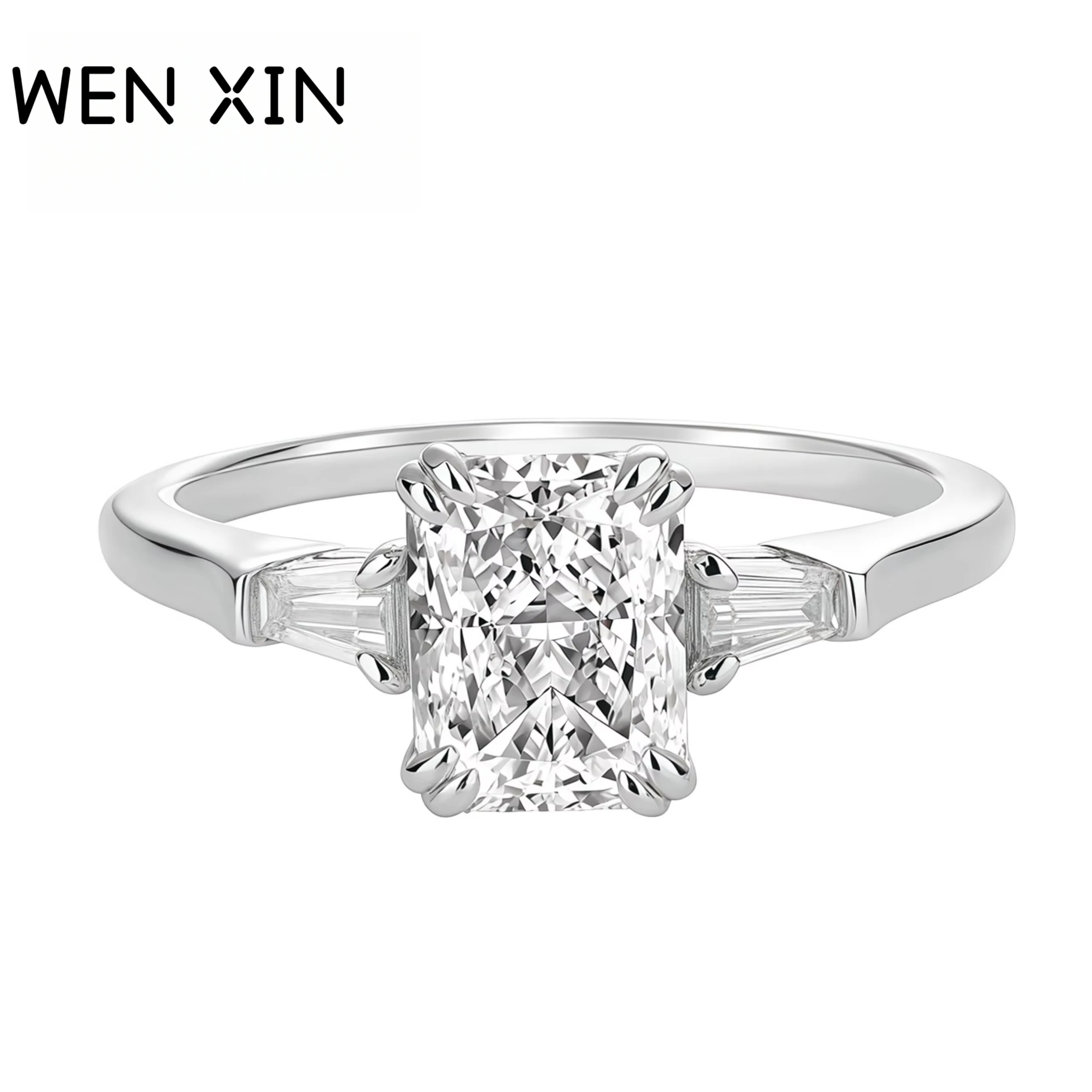 

WINKIN WINSIN Brand Luxury Brand Designer Women Square Ring 925 Sterling Silver Certificated High Carbon Diamond Party Ring