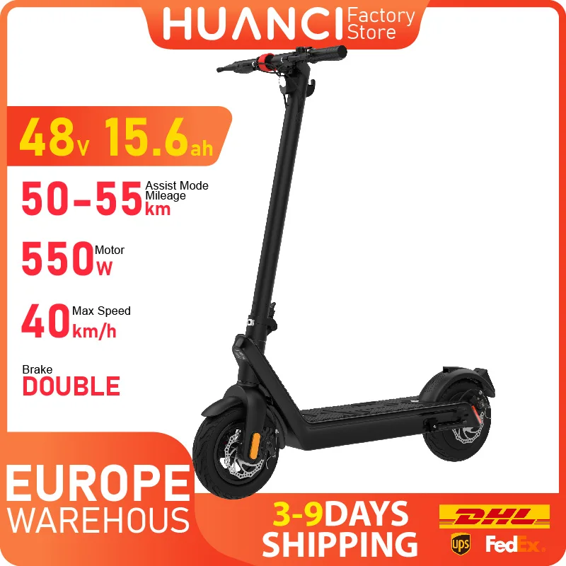 HUANCI X9 Adult Electric Scooter 15.6AH 550W 48V 40KM/H Foldable Electric Kick Scooter 10 Inch E Scooter Electric Skateboard