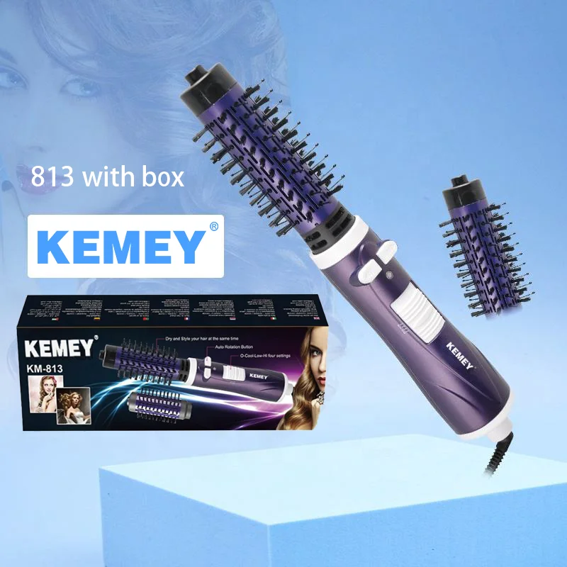 Kemei km-8020 temperatura ajustável aquecimento rápido multifuncional secador de cabelo elétrico curling pente cabelo em linha reta pente