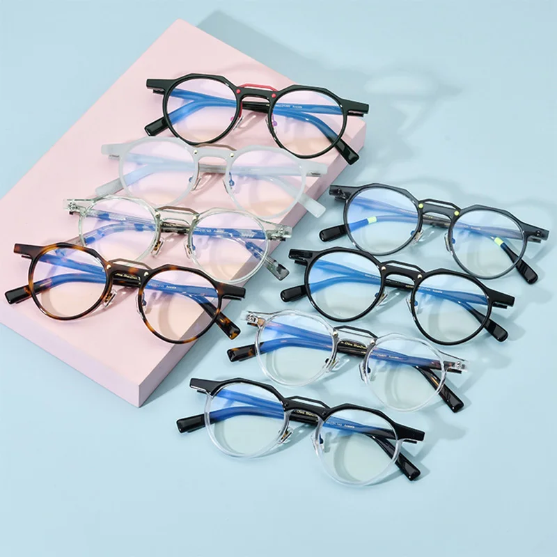 2022 Acetate Glasses Frame Men Retro Round Prescription Eyeglasses frames Women Luxury New Vintage Myopia Optical Eyewear