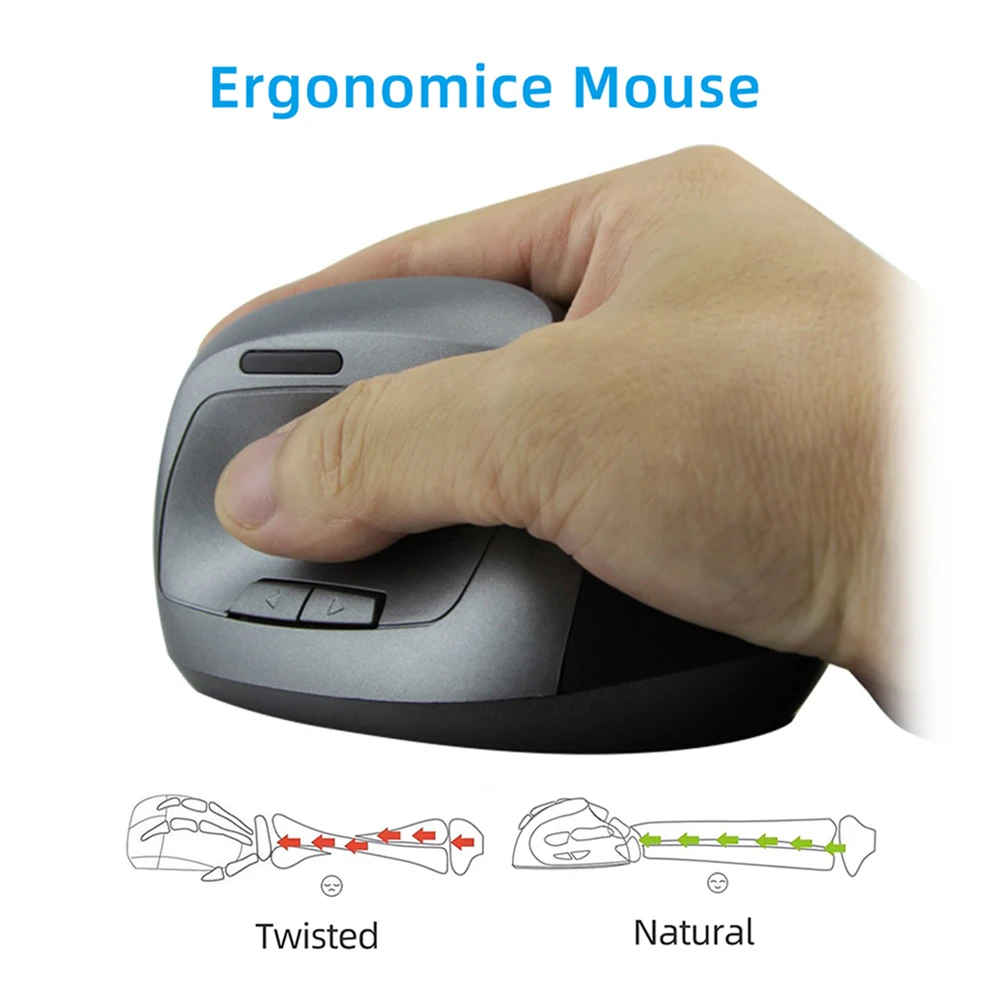 Mouse ergonomico verticale 2.4G con ricevitore USB Mouse ottico ergonomico verticale wireless 6 pulsanti per laptop PC desktop MacBook