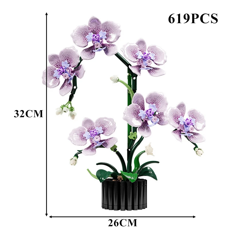 Creatieve Orchidee Cymbidium Eeuwige Bloemen Potplant Bouwstenen Simulatie Phalaenopsis DIY Bricks Speelgoed Valentijnsdag Cadeau