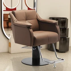 Modern Simple Style Barbershop Armrest Chair Leather Material Lift Chair Beauty Salon Hair Salon High-End Hairdressing Chair