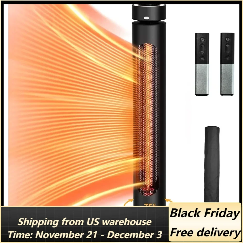 Outdoor Electric Heater, Infrared Heater 1500W, 8 Heat Levels, 8H Timers, 1s Heating Carbon Fiber Tube Patio Heater