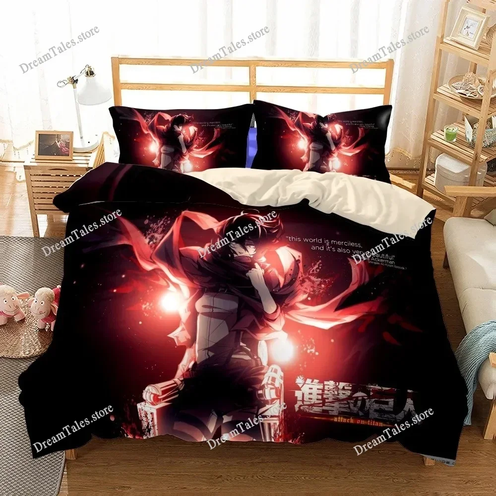 Attack On Titan Duvet Cover 3D Exquisite Anime Cartoon Digital Print Bedding Set Comforter Bed Youth Home Decor Boys Gift029