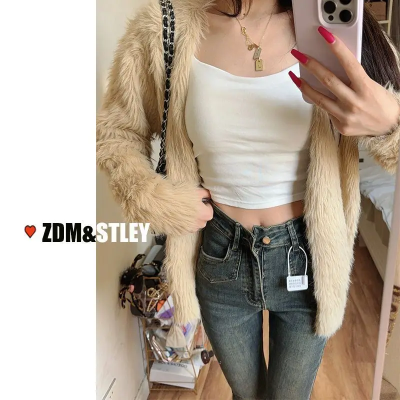 2025 женские осенне-зимние шикарные джинсы скинни на толстой флисовой подкладке с высокой талией