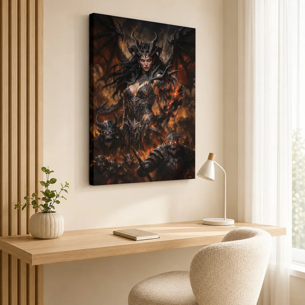 Lilith: Rise Of Fire Canvas Painting Poster Personalized Gothic Horror Wall Art for Bedroom Man Cave Decor Gift for Collectors