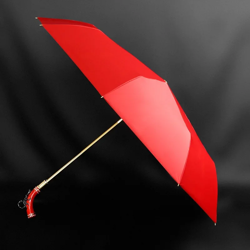 Creative Design Folding Umbrella Light Luxury Uv Protection Umbrella with Red Scorpions Handle Waterproof for Business Gift