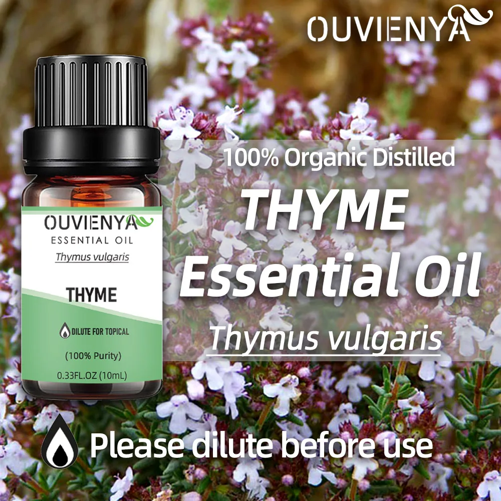 

100% pure Thymus vulgaris extracts 10ml Thyme essential oil effective for body and skins by dilute apply topically or aroma use