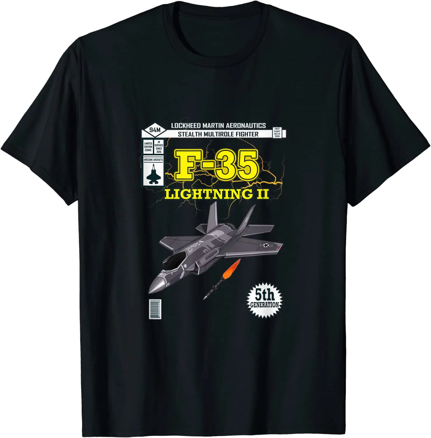 

F-35 Lightning II 5th Gen Stealth Jet Fighter Men T-Shirt Short Sleeve Casual 100% Cotton O-Neck Summer TShirt