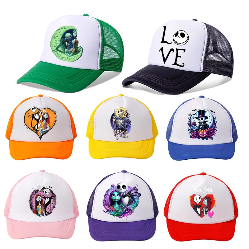 

The Nightmare Before Christmas Baseball Caps Boy Girl Cartoon Anime Peaked Cap Kawaii Parent Child SunHat Outdoor Mesh Hat Gifts