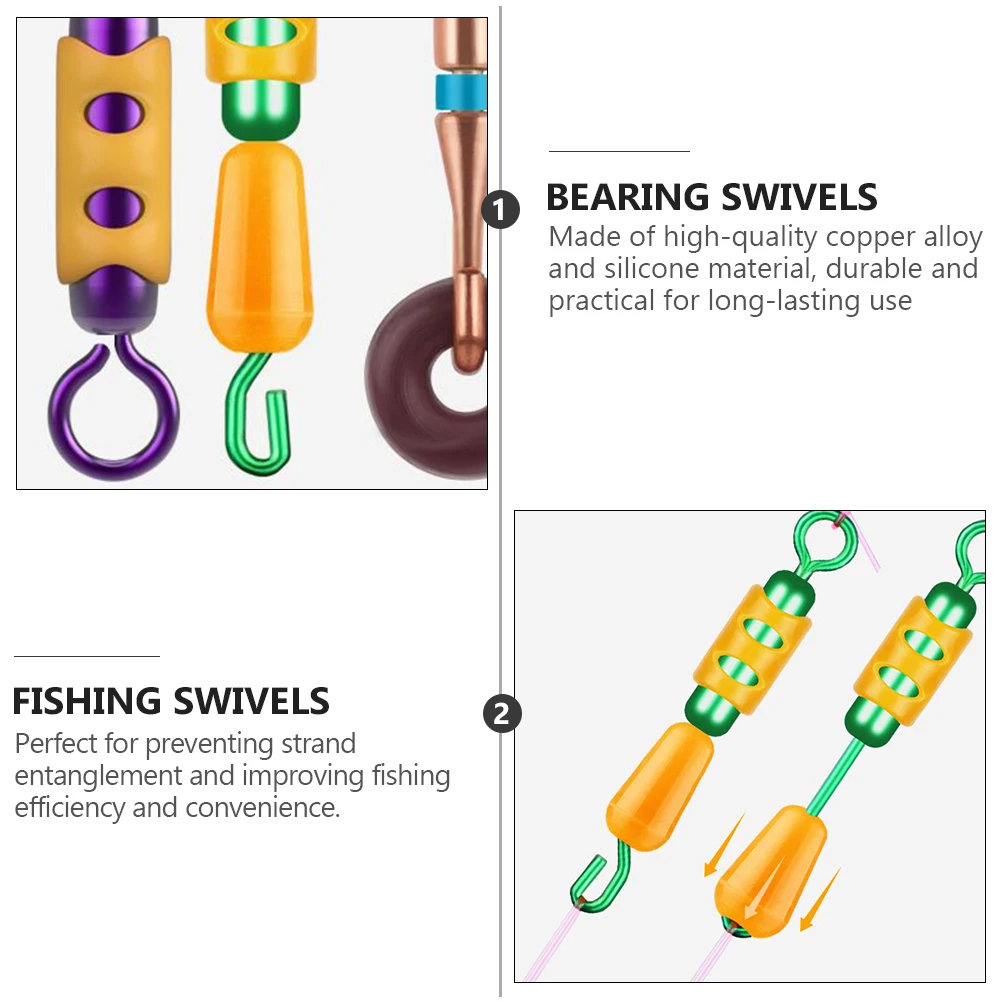 

8pcs 1 Swivels Tackle High Strength Lure Connector Durable Copper Alloy Anti-Tangle Gear Fishing Tools Accessories