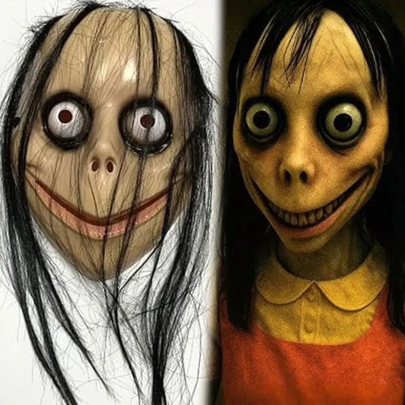 

Halloween Mask Anime Female Ghost Horror Long Hair Mask Funny V-shaped Role Playing Female Ghost Wig Props Tricking Scary Mask