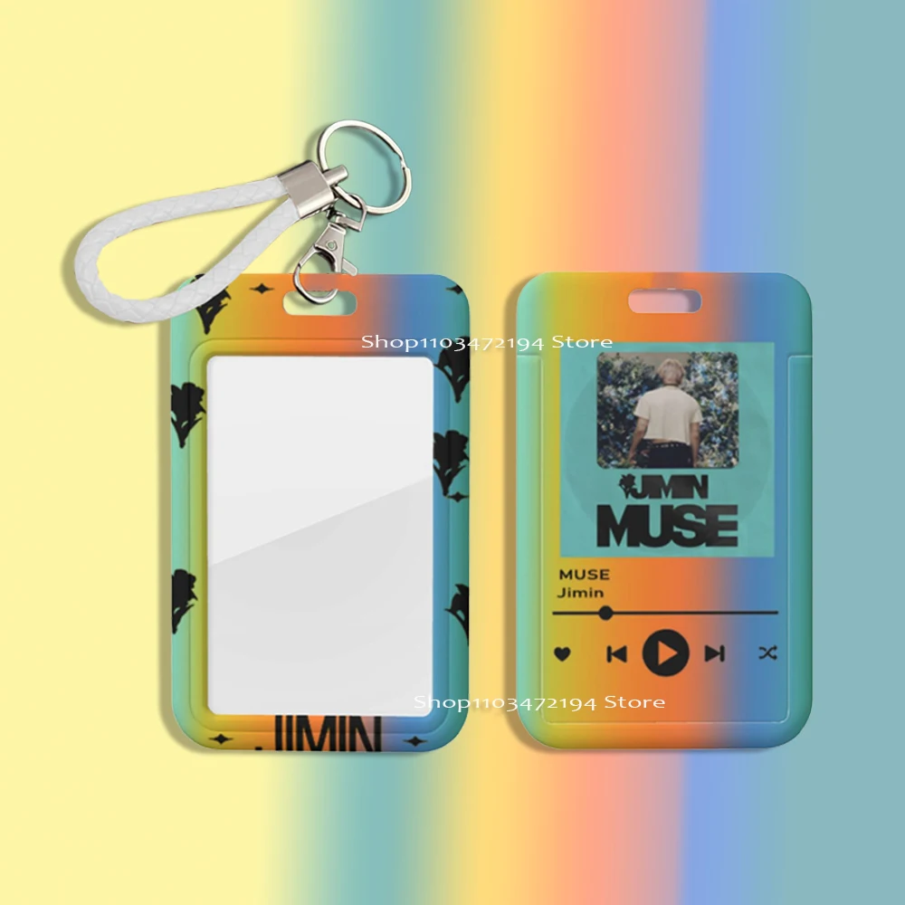 Kpop Photocard Holder Sleeves ID Card Keychain Album MUSE LAYOVER Golden Agust DAY Jimin Jin THV Vkook Merch Photo Lanyards