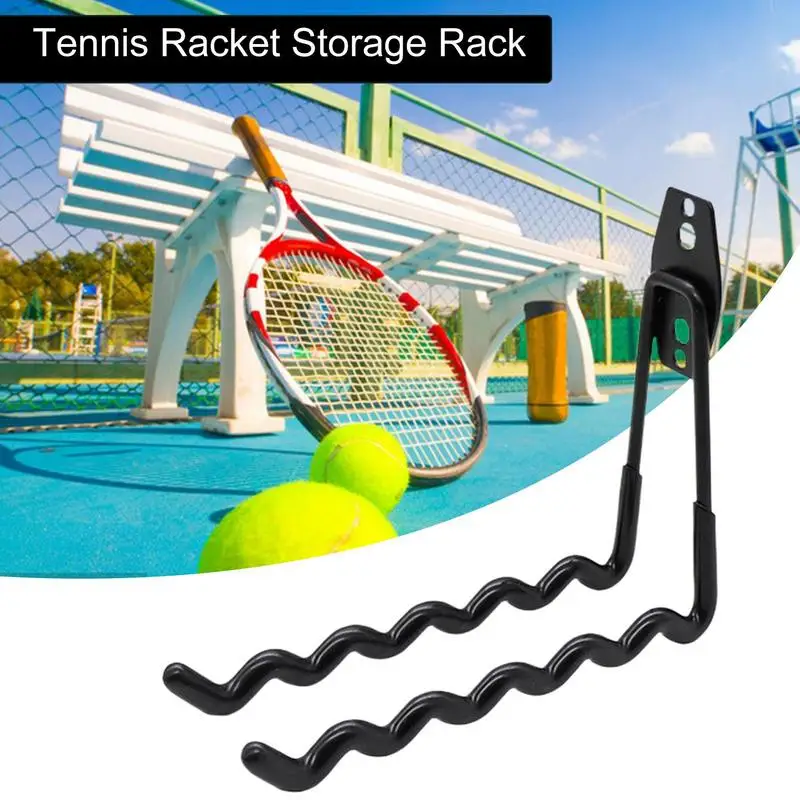 Mental Tennis Racket Holder Wall Mounted Badminton Racket Hooks Sport Tool Storage Organizer Display Rack , Holds 6 Racquets