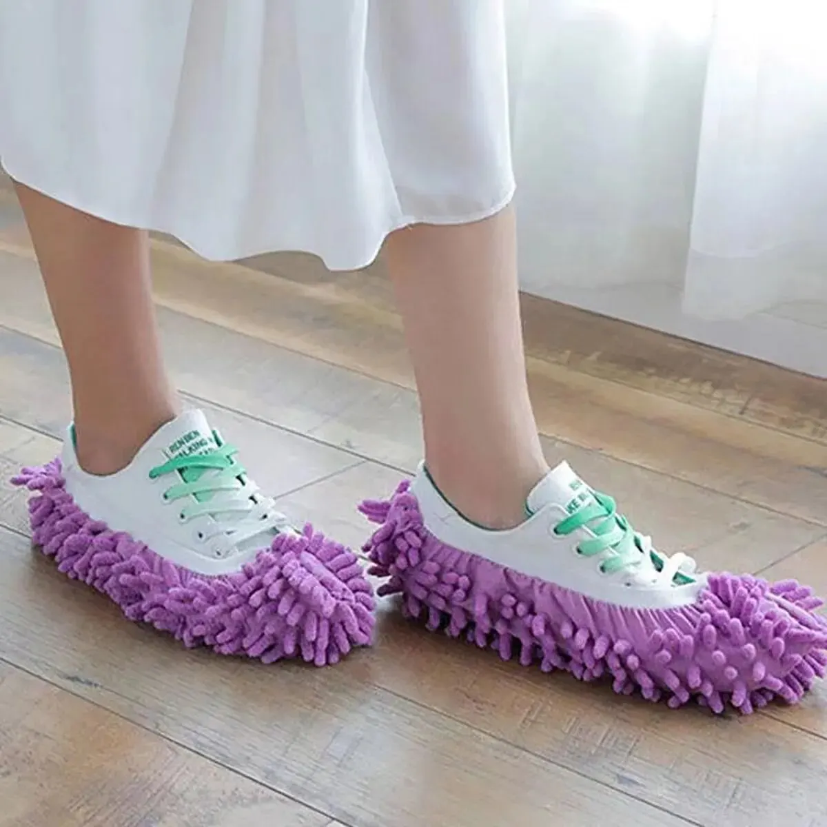 1 Pair Washable Cleaning Shoes Cover Multifunction Chenille Duster Mop Slippers Foot Socks for Floor Home