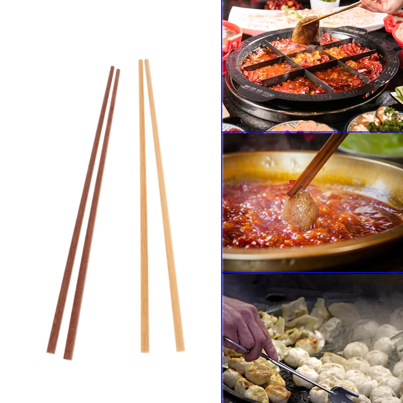 1Pair 2Colors 32cm Long Size Deep Fry Noodle Chopsticks Food Sticks Chinese Style Lengthen Hot Pot Wooden Cooking Chopsticks