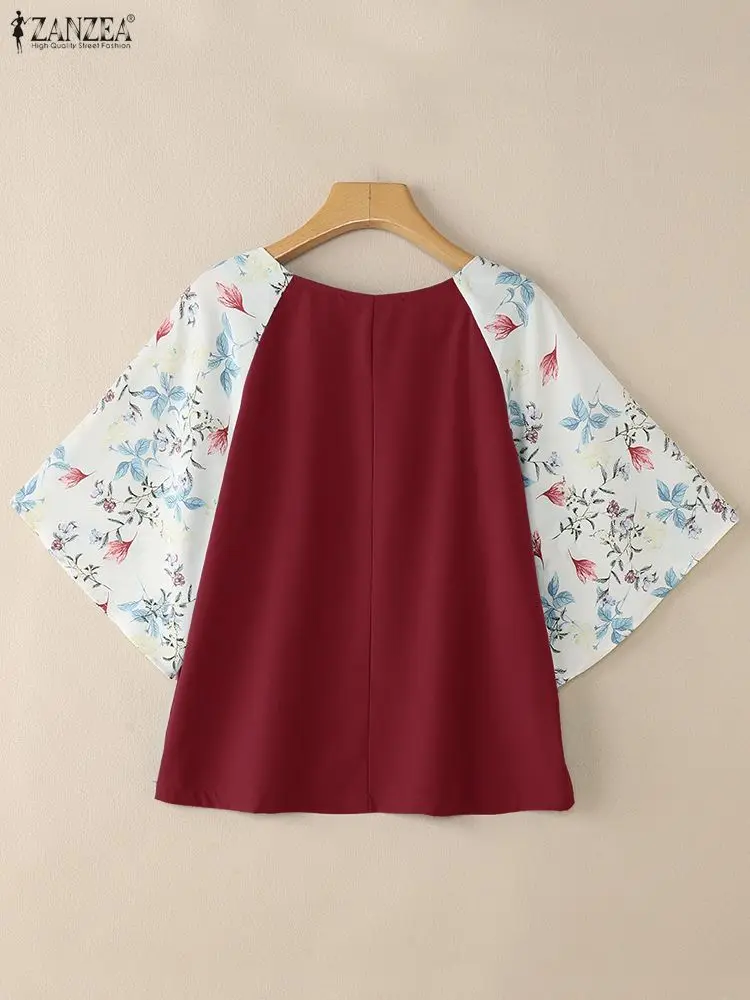 Stylish Printed Blouses ZANZEA 2025 Summer Autumn Women Tops Elegant Office Shirt Casual O Neck 3/4 Sleeve Blusas Work Tunic