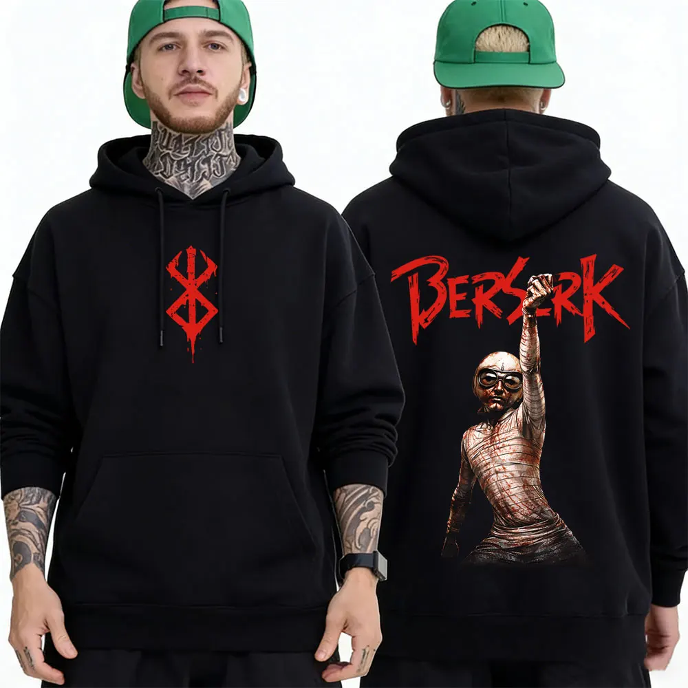 Anime Berserk Guts Hoodie Retro Manga Skull Knight Gatsu Griffith Zodd Sweatshirt Men's Fleece Cotton Oversized Pullover Hoodies