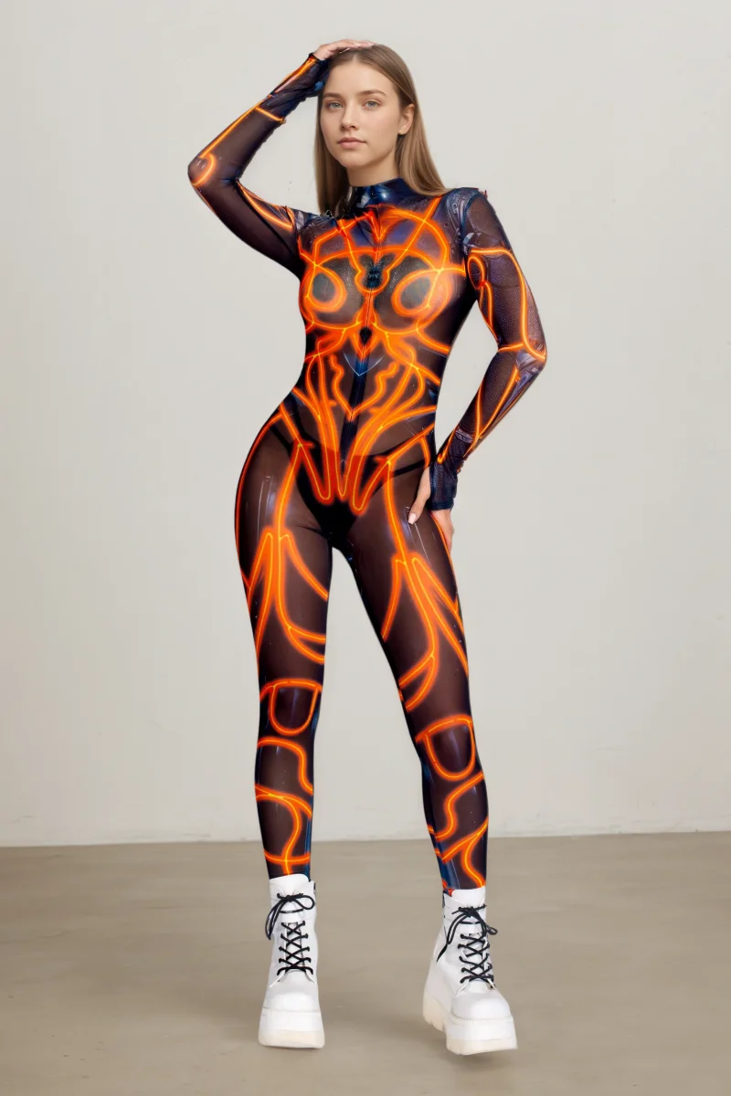 Mehrfarbiger mechanischer Roboter-Jumpsuit, Halloween-Cosplay-Bodysuit, Kostüm für Partys, Bühnenauftritte, Catsuit, Aerial-Yoga-Anzug, Zentai – Detail 8