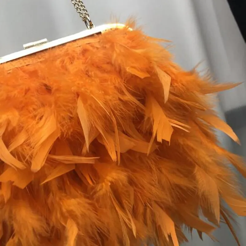 Elegant Feather Party Evening Bag Handle Chain Clutch Bag for Women Purses and Handbags Red Shouldr Bag Crossbody Bag 2024