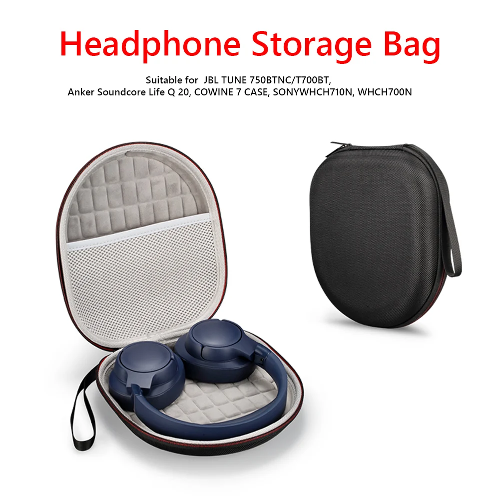 حقيبة تخزين صلبة صندوق سماعة الرأس حافظة سماعة رأس صلبة لـ JBL TUNE 750BTNC/T700BT Anker Soundcore Life Q 20
