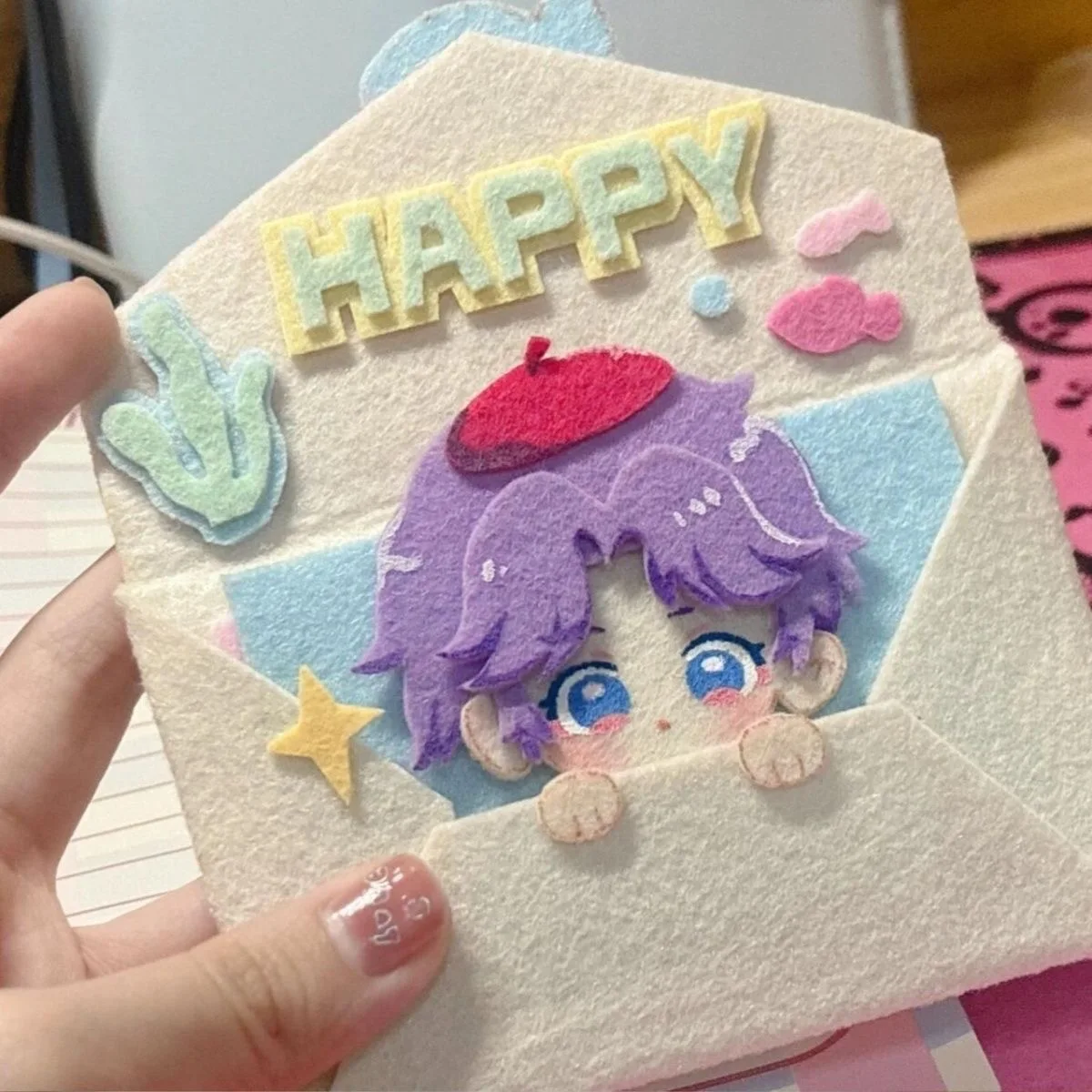 New Love and Deep Space Rafayel Sylus Birthday Envelope Non woven Handmade Blessing Letter Pendant