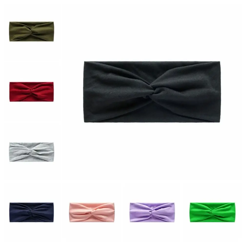 Dance Solid Color Yoga Headband Elastic Currency Cross Headband Charming Cotton Hair Band Make-up