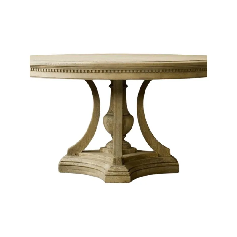 

Dining table American country living room small apartment household solid wood round dining table French retro oak dining table
