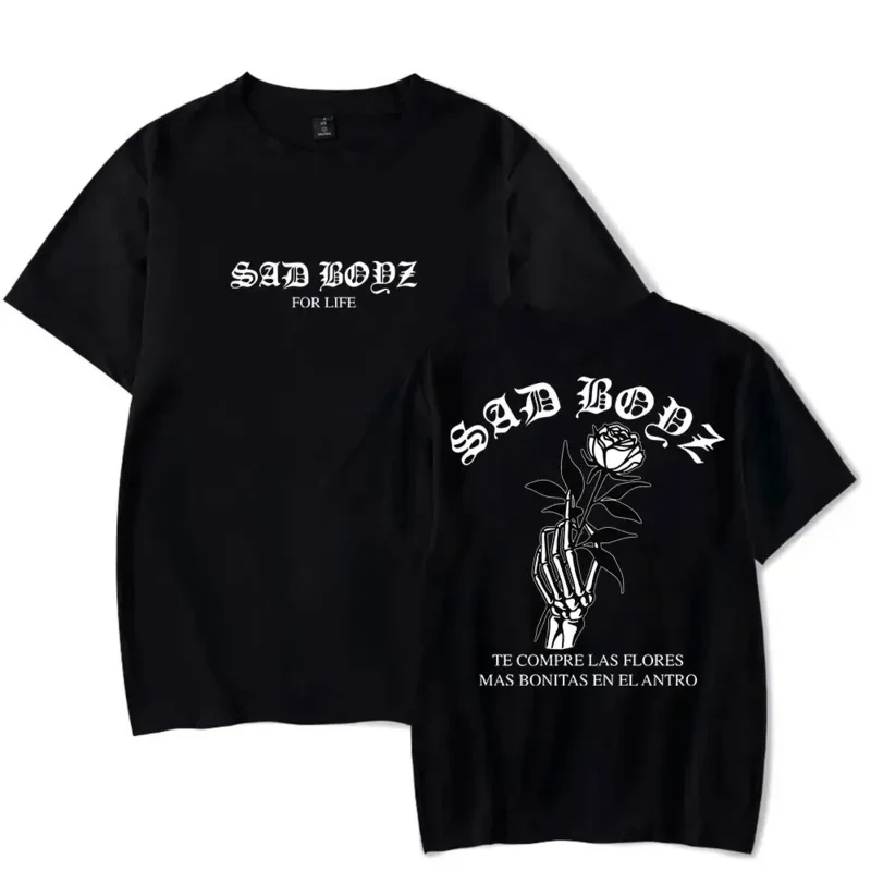 

Футболки Junior H Las Flores sad Boyz tour merch с принтом для мужчин и женщин, летние модные повседневные хлопковые топы с коротким рукавом для мужчин и женщин