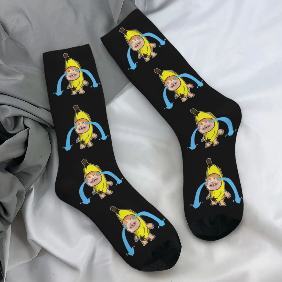 Banana Cat Crying Meme Socks Funny Fruit Funny Stockings Couple Soft Cycling Socks Spring Graphic Anti Slip Socks