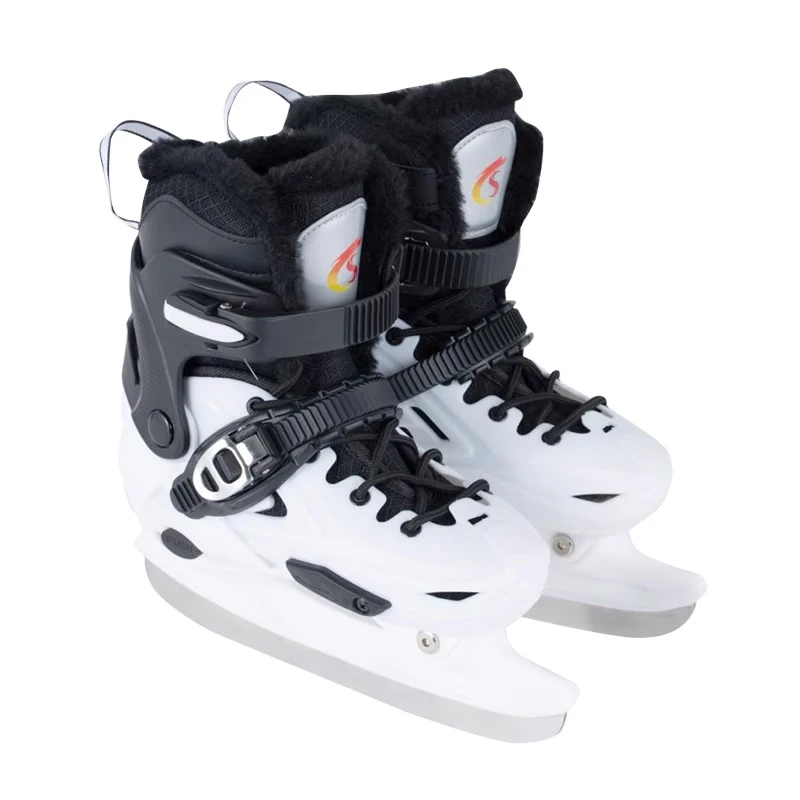 Winter Ice Hockey Balde Shoes Hard Shell Speed Skating Shoes Adjustable Waterproof Warm Thicken Skating Sneakers with Blade